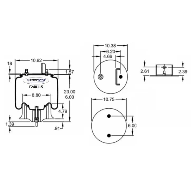 Fortpro Air Spring - Rolling Lobe Style - Replacement for 67234-002L | F248115