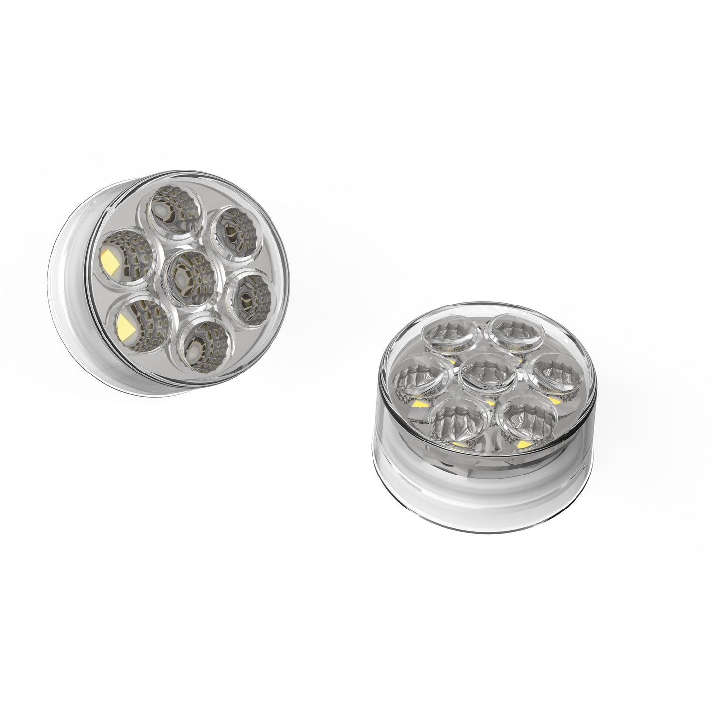 Fortpro 2” Round Dual Function Multivoltage LED Lights - Red & Ambar LED/Clear Lens | F238701