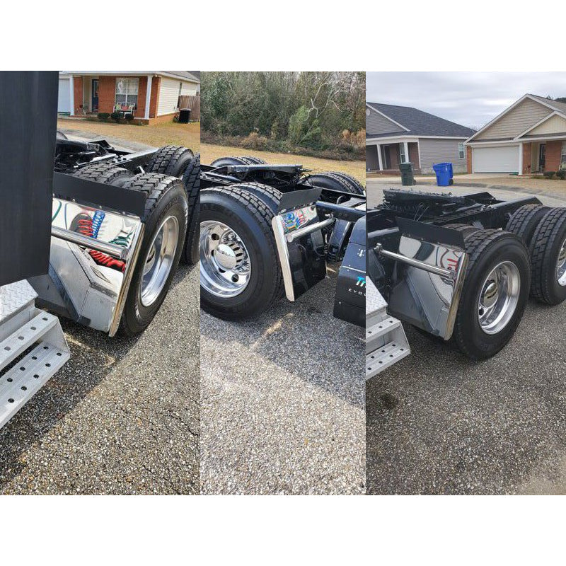 Fortpro 24" x 24" Quarter Fenders Pair Set - Heavy Duty Stainless Steel For Freightliner, Kenworth, Mack | F245690