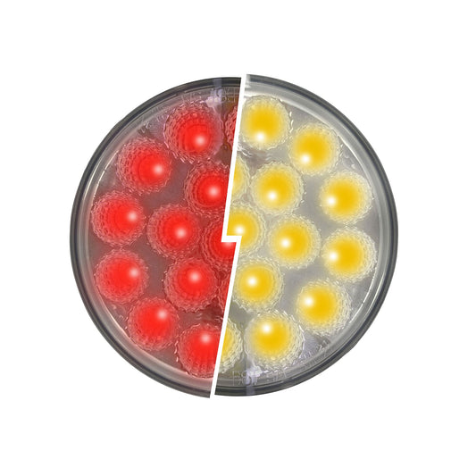 Fortpro 4” Round Dual Function Multivoltage LED Lights - Red & Ambar LED/Clear Lens | F238708