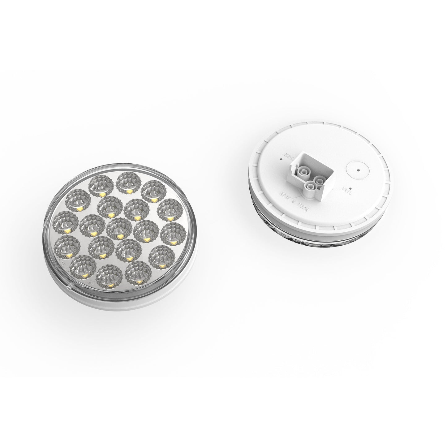 Fortpro 4” Round Dual Function Multivoltage LED Lights - Red & Ambar LED/Clear Lens | F238708