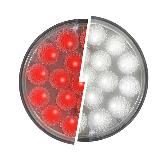 Fortpro 4” Round Dual Function Multivoltage LED Lights - Red & White LED/Clear Lens | F238707