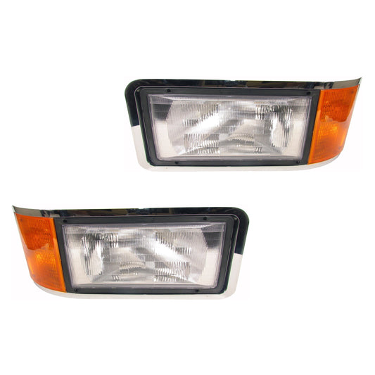 Headlights Assembly Set w/Corner Lamp for Mack Ch Models - Both Sides