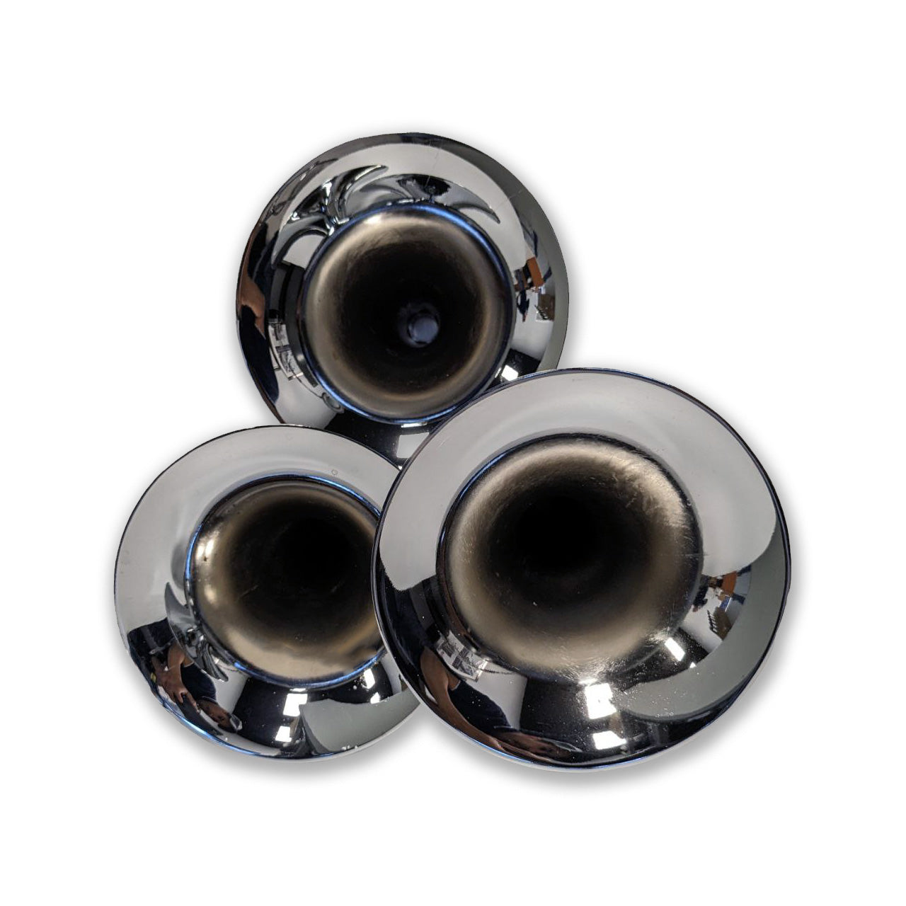 Fortpro 3 Round Chrome Trumpet Air Horn - 12/24 Volt Train horn for Trucks & Semi-Trucks | F224768