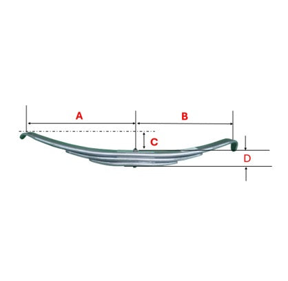Trailer Leaf Spring 3-Leaf, Low Arch with 12,000 lb. capacity - Replaces TRA-2741