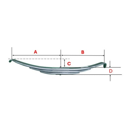 Trailer Leaf Spring 3-Leaf, Low Arch with 12,000 lb. capacity - Replaces TRA-2741