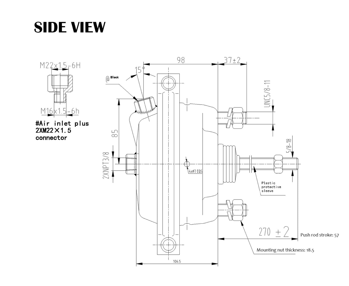 Fortpro Type 24 Brake Chamber - Standard Stroke, Serviceable | F224727