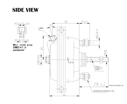 Fortpro Type 24 Brake Chamber - Standard Stroke, Serviceable | F224727