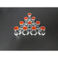 Fortpro 33mm x 2 1/8" Chrome Push-On Nuts Covers with Colored Top Reflector - 10 Pack