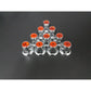 Fortpro 33mm x 2 1/8" Chrome Push-On Nuts Covers with Red Top Reflector - 10 Pack | F247616-R-10QTY