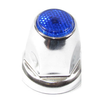 Fortpro 33mm x 2 1/8" Chrome Push-On Nuts Covers with Blue Top Reflector - 10 Pack | F247616-B-10QTY