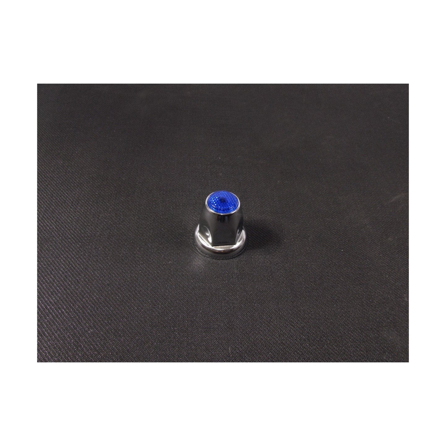 Fortpro 33mm x 2 1/8" Chrome Push-On Nuts Covers with Blue Top Reflector - 10 Pack | F247616-B-10QTY