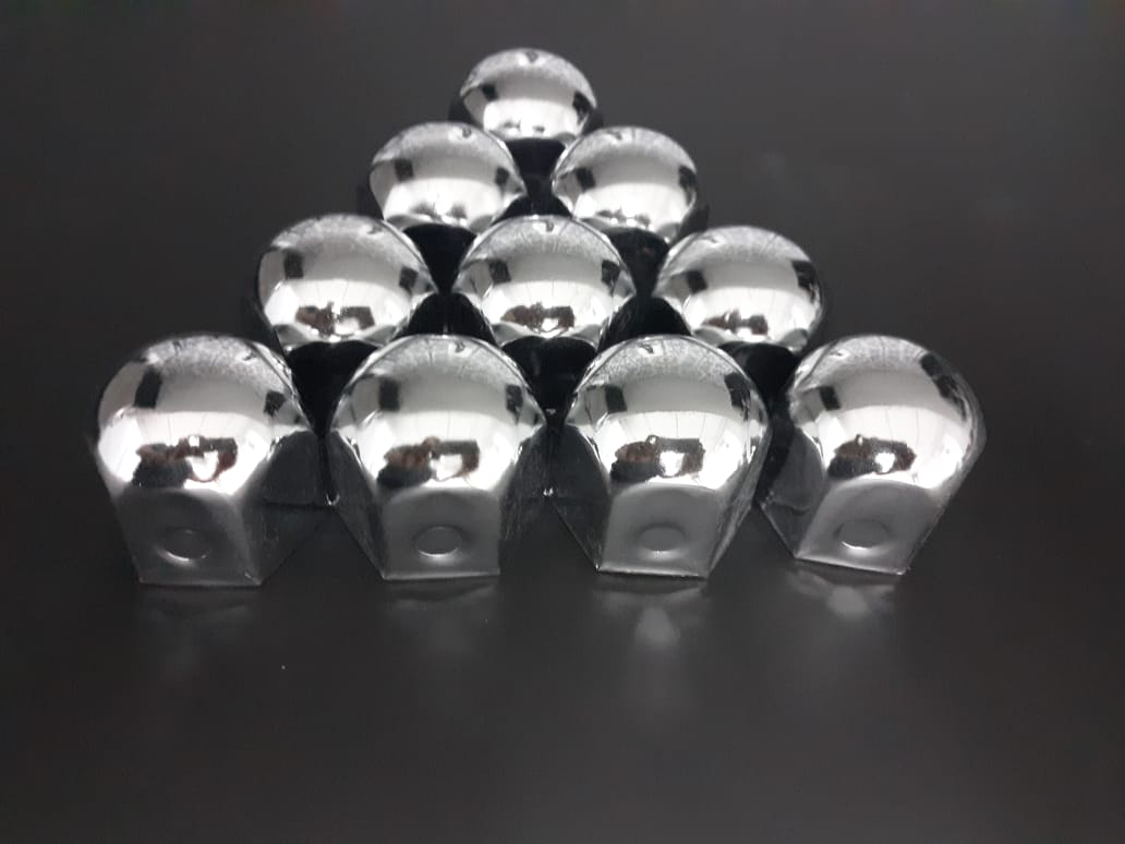 Fortpro 1 1/2" x 1 1/2" Chrome Round Top Push-On Nuts Covers - 10 Pack | F247612-10QTY