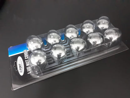 Fortpro 1 1/2" x 1 1/2" Chrome Round Top Push-On Nuts Covers - 10 Pack | F247612-10QTY