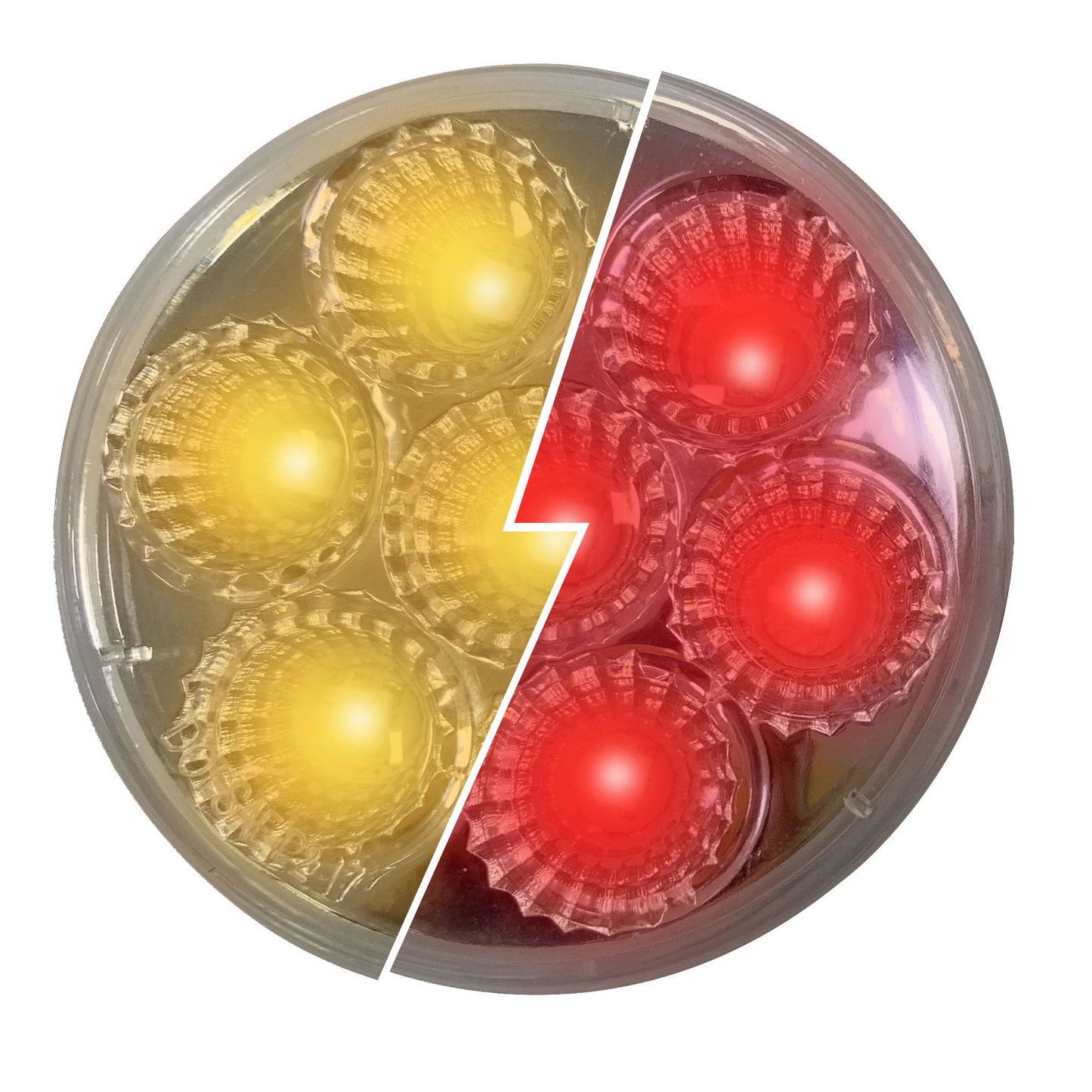 Fortpro 2” Round Dual Function Multivoltage LED Lights - Red & Ambar LED/Clear Lens | F238701