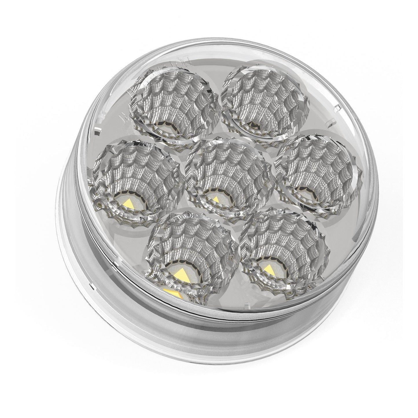 Fortpro 2 1/2” Round Dual Function Multivoltage LED Lights - Red & Ambar LED/Clear Lens | F238704