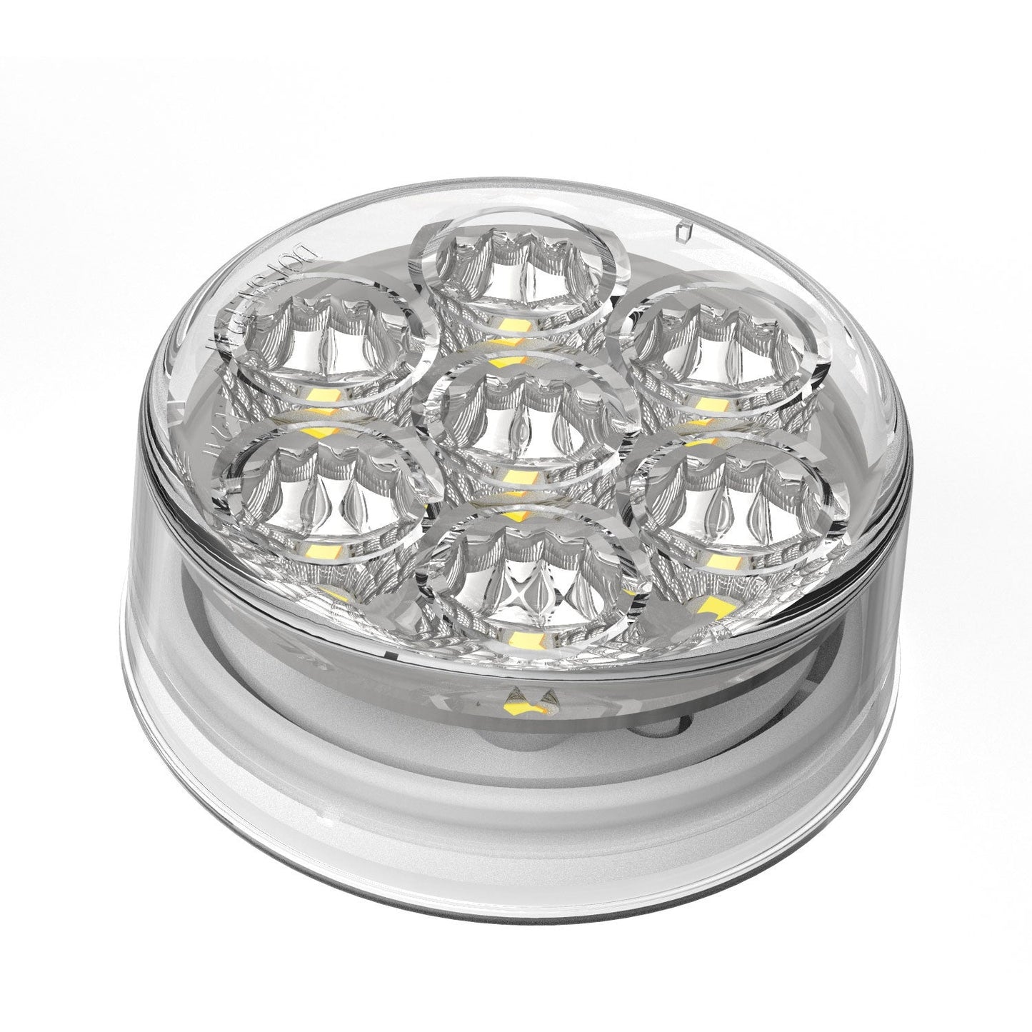 Fortpro 2 1/2” Round Dual Function Multivoltage LED Lights - Red & Ambar LED/Clear Lens | F238704