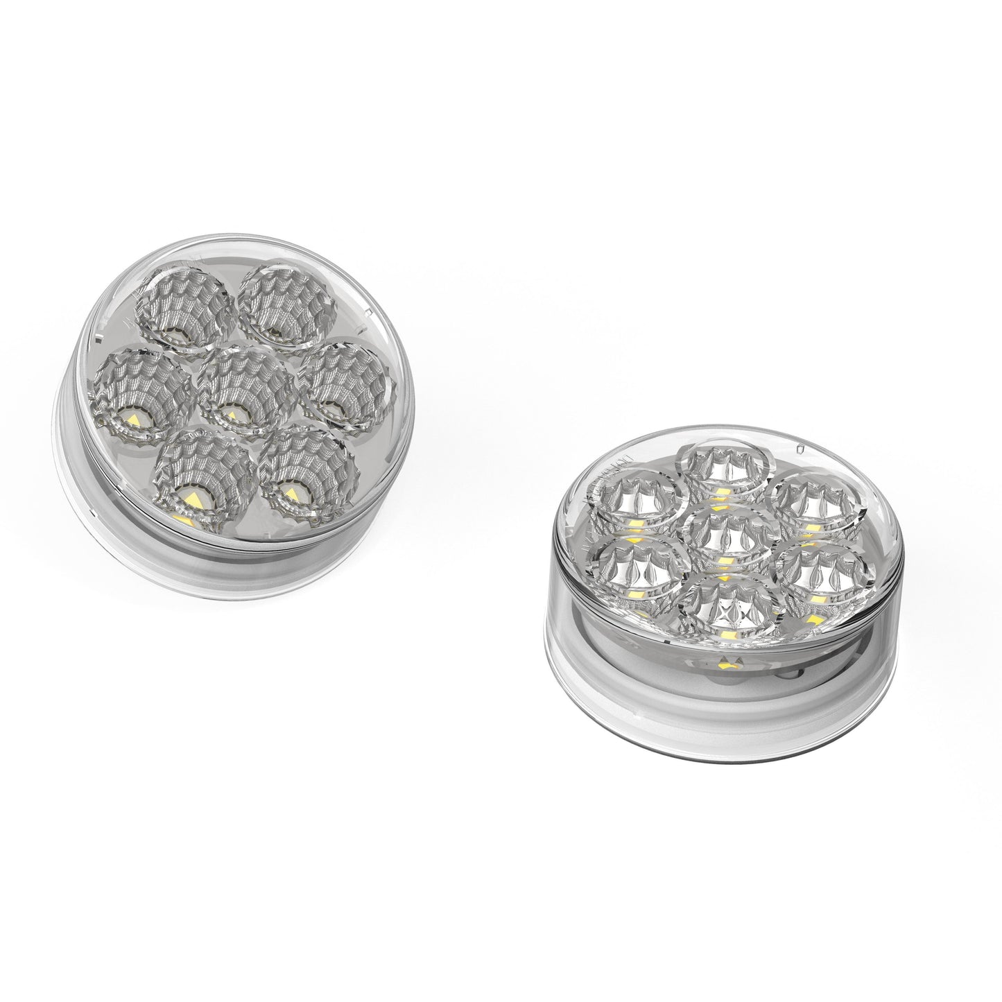 Fortpro 2 1/2” Round Dual Function Multivoltage LED Lights - Red & Ambar LED/Clear Lens | F238704