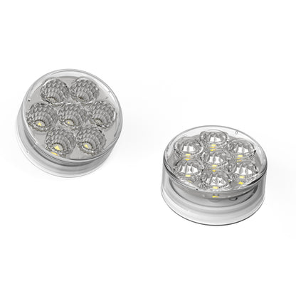 Fortpro 2 1/2” Round Dual Function Multivoltage LED Lights - Red & Ambar LED/Clear Lens | F238704