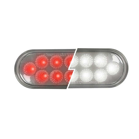 Fortpro 6” Oval Dual Function Multivoltage LED Lights - Red & White LED/Clear Lens | F238710