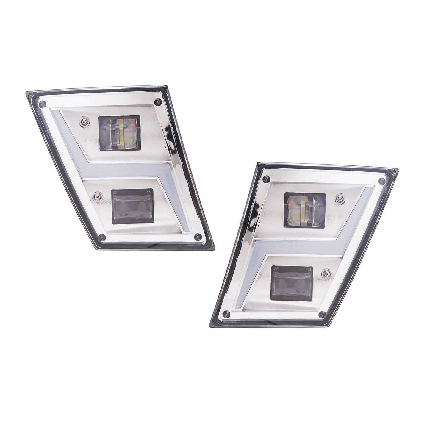 Fortpro Chrome Fog LED Lights Compatible with Volvo VNL - Both Sides
