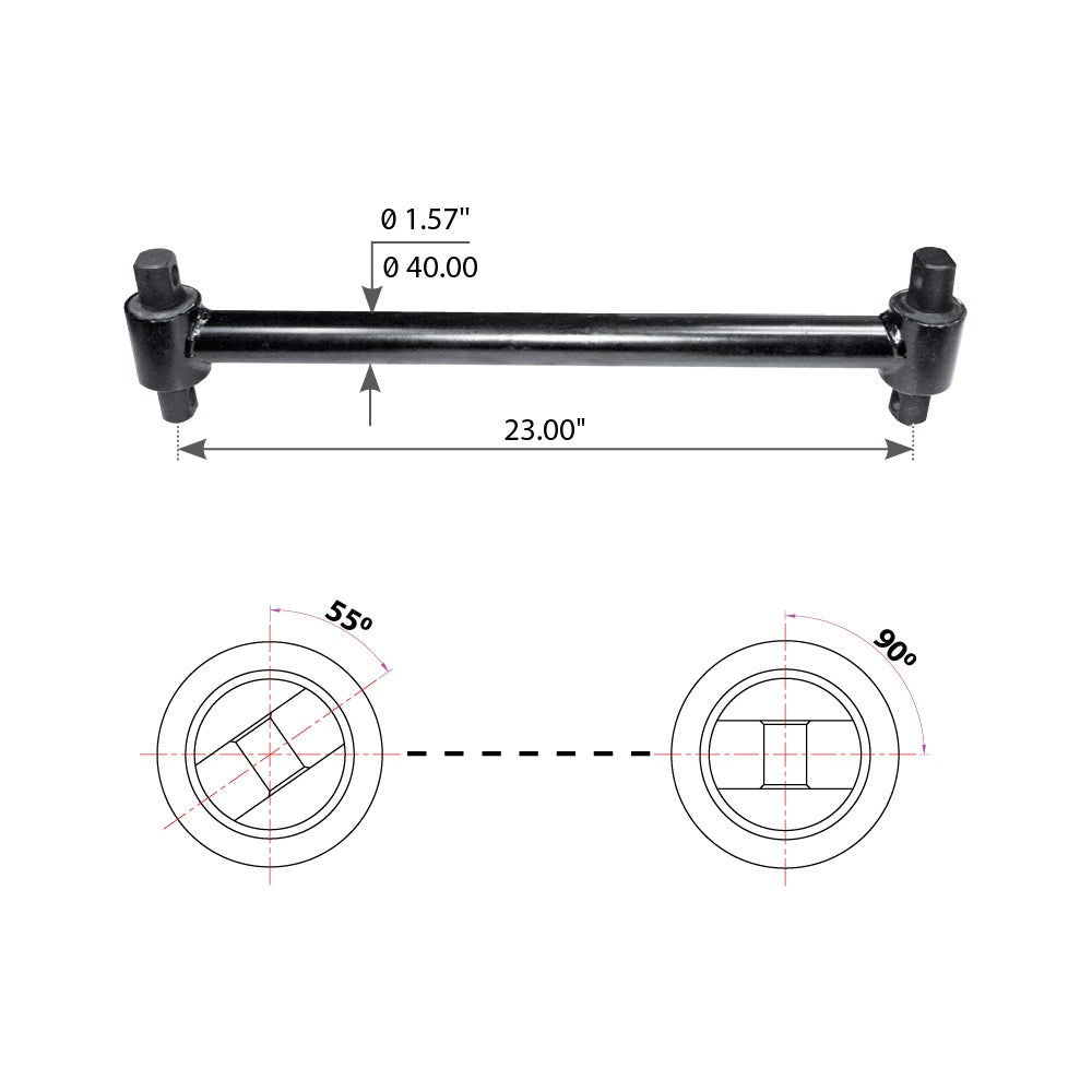 Fortpro Torque Rod with Bushing for Freightliner - Replaces 681-326-6316