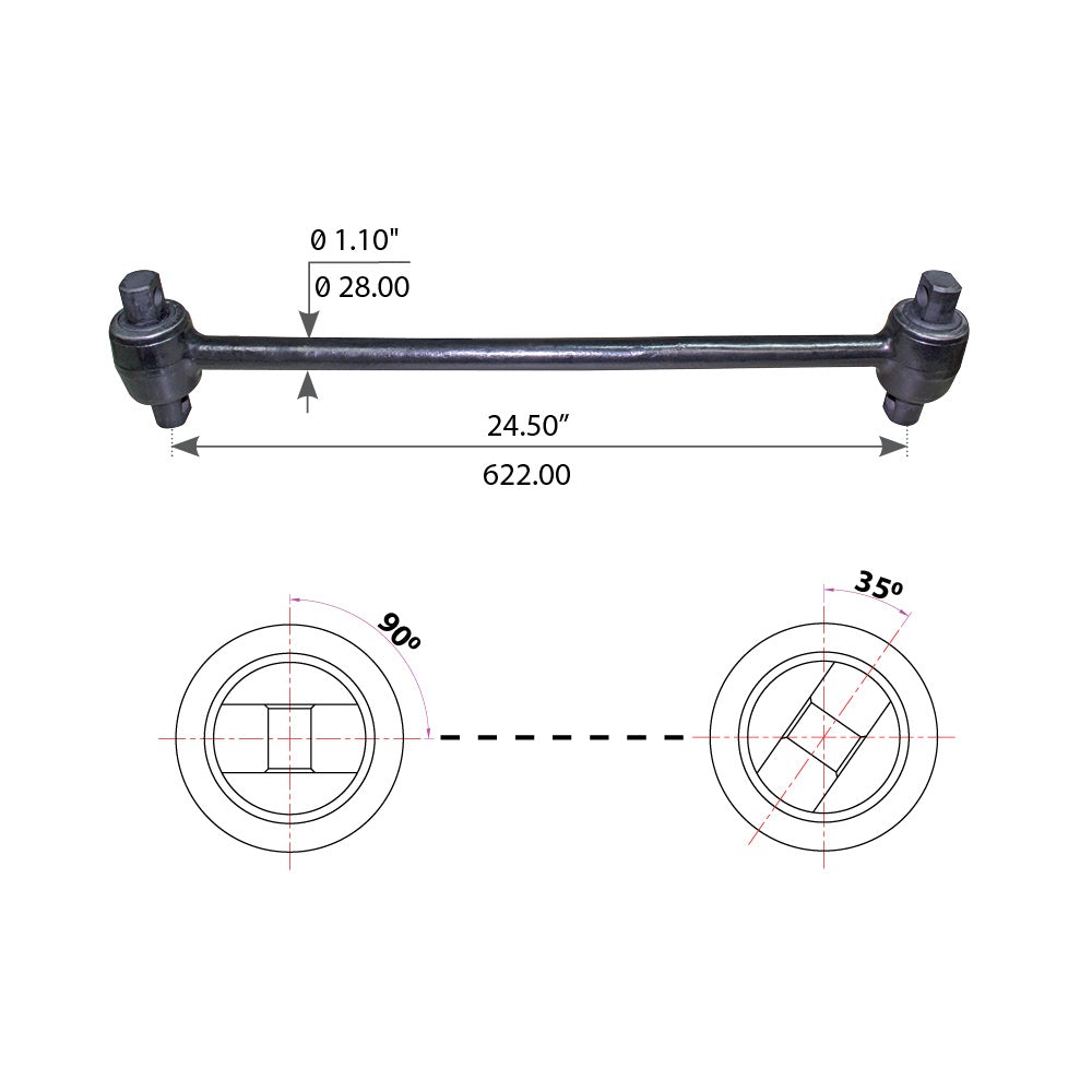 Fortpro Torque Rod with Bushing for Freightliner - Replaces 161-6749-002