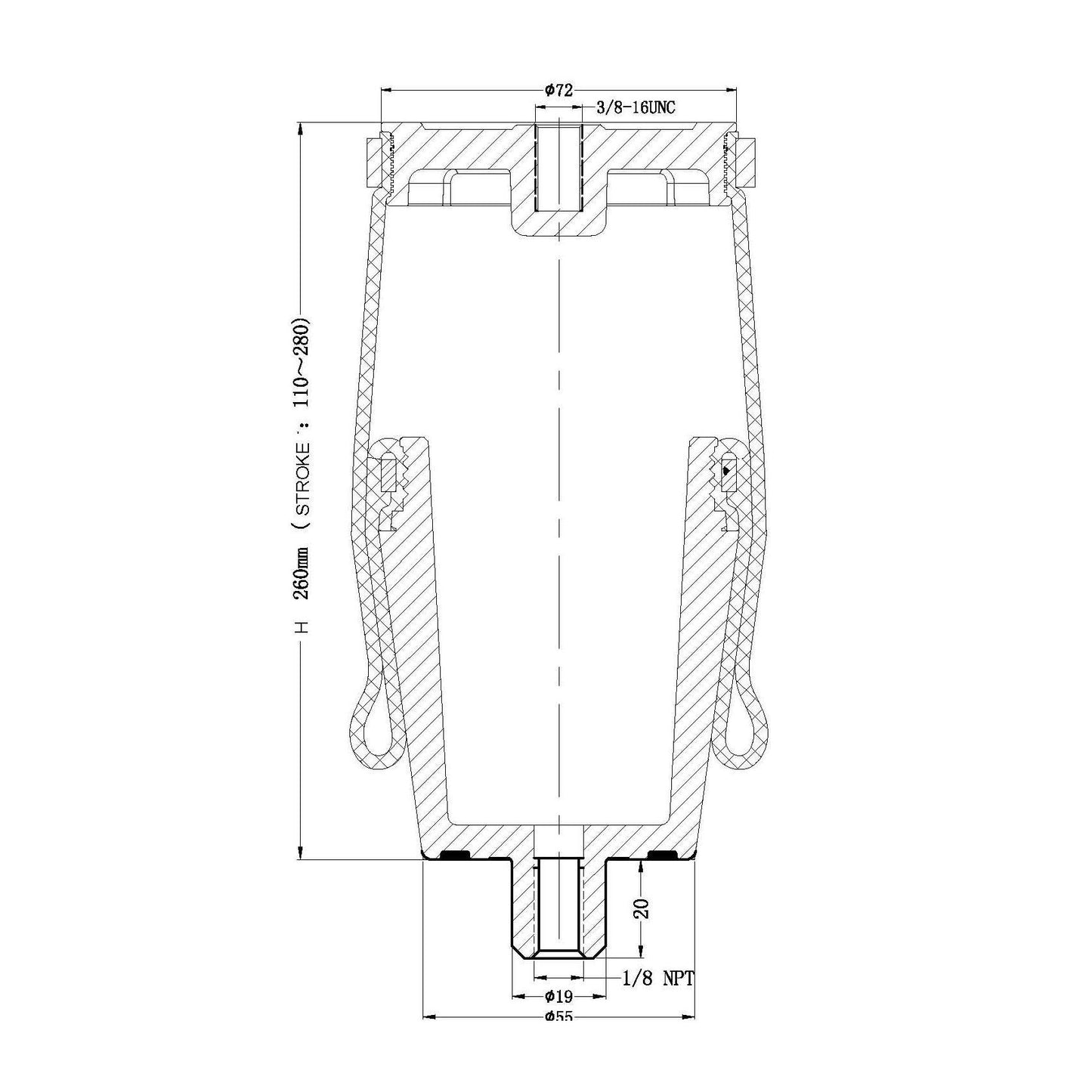 Fortpro Cab Air Spring Replaces 7110, 1S5-152, R81-1001 | F245578