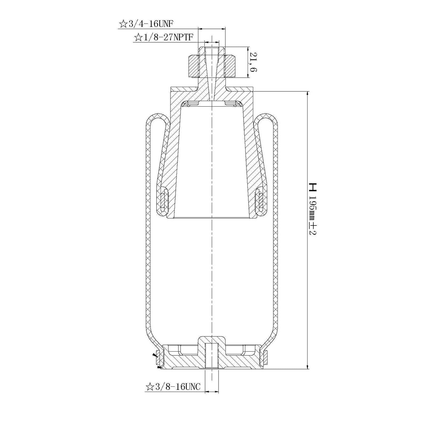 Fortpro Cab Air Spring Replaces 7036, 1S5-186 | F245648