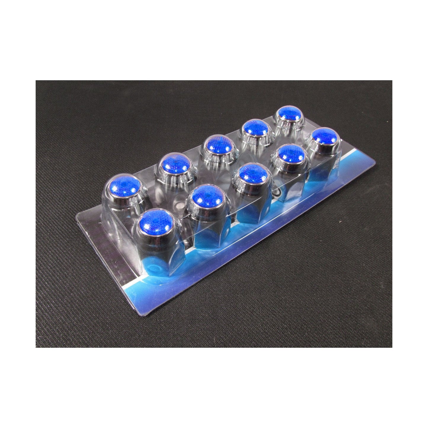 Fortpro 1 1/2" x 2" Chrome Push-On Nuts Covers with Colored Top Reflector - 10 Pack