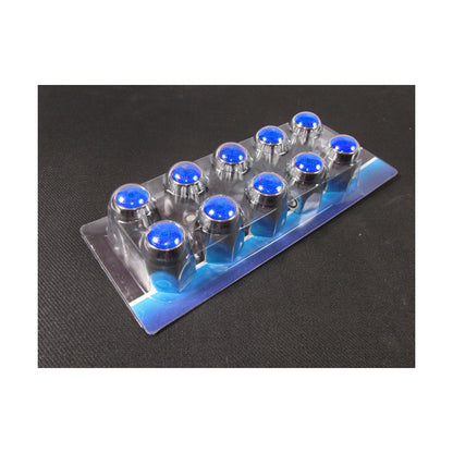 Fortpro 1 1/2" x 2" Chrome Push-On Nuts Covers with Colored Top Reflector - 10 Pack