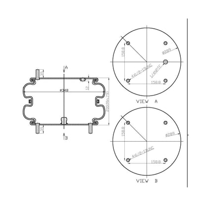 Fortpro Double Convoluted Air Spring Replaces 7135, 554800C1 | F245647
