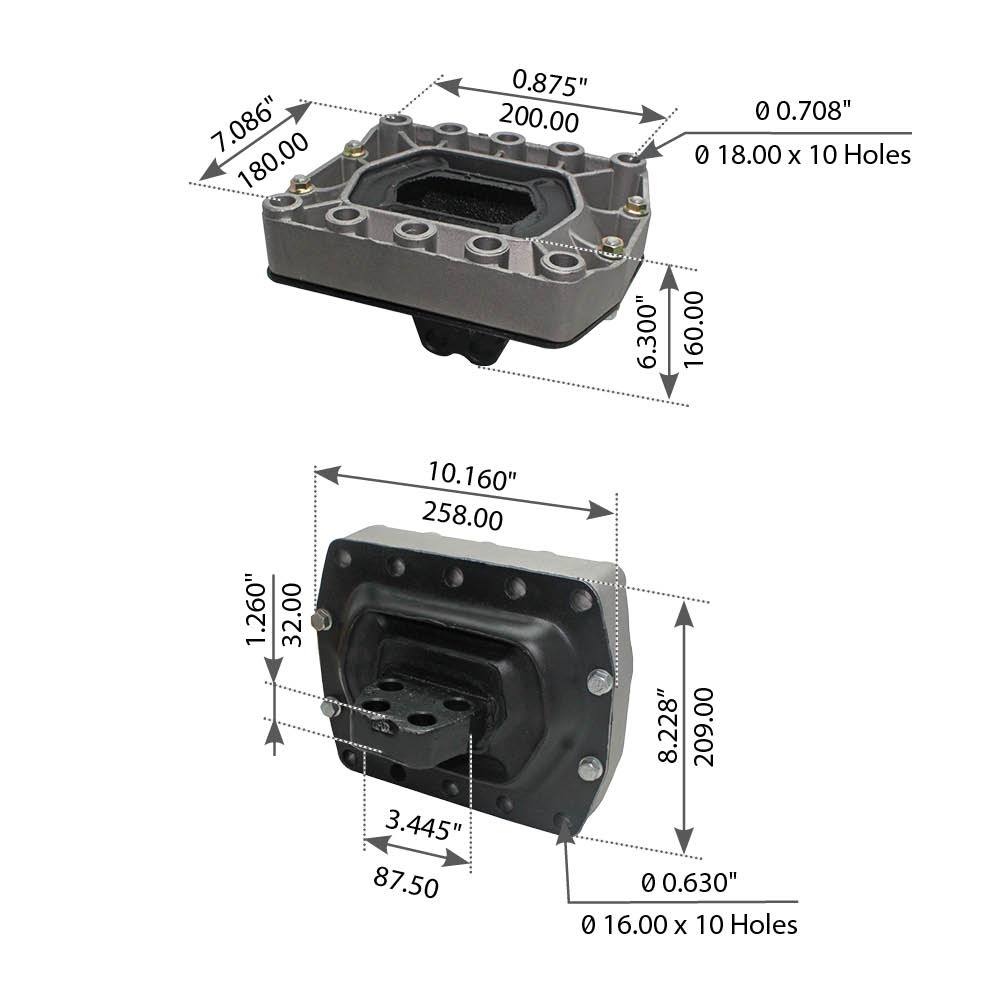Fortpro Rear Engine Mount Compatible with Volvo FH12, FH16, FM 9, FM10, FM12, FMX, NH12 Series Trucks, B9, B12, B13 Series Buses Replacement for 1622148S,  1629614, 3198122 | F339422