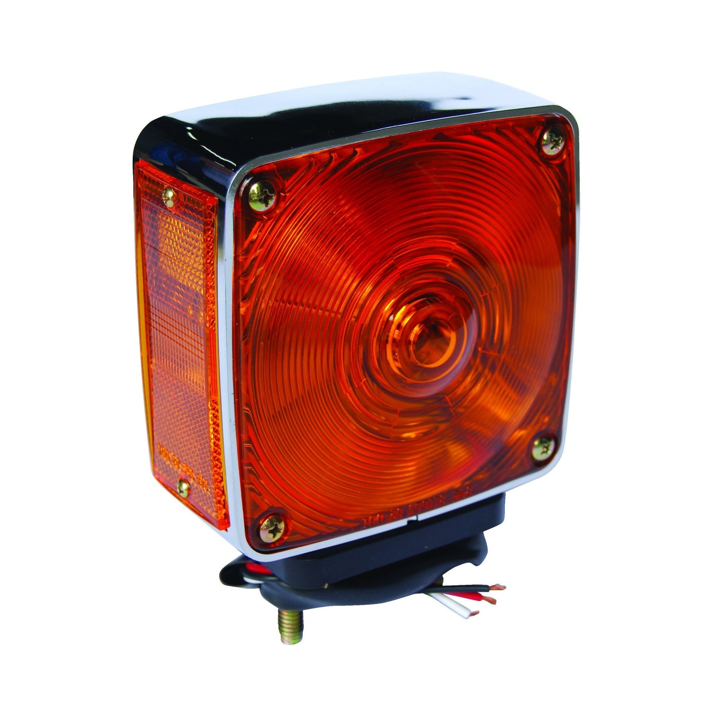 Fortpro Chrome Square Pedestal Incandescent Light with Amber/Red Lens