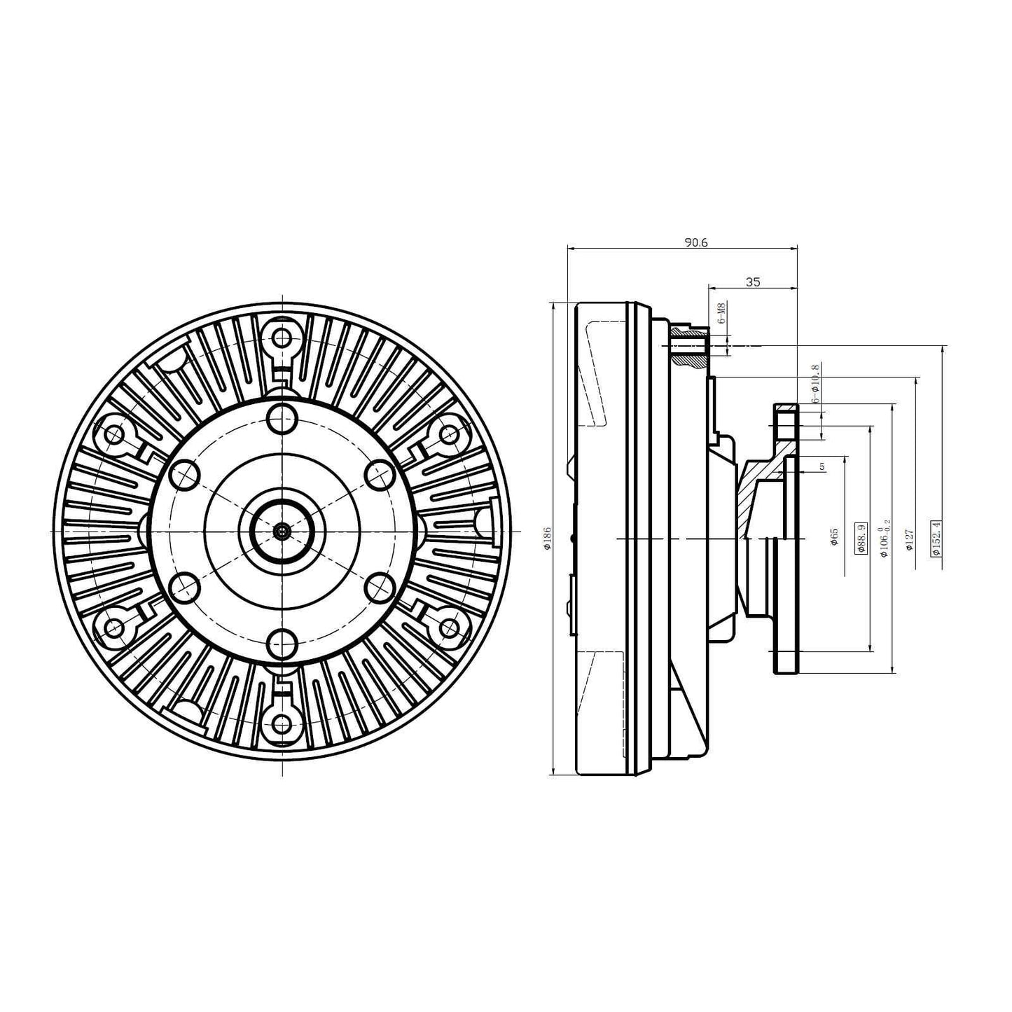 Fan Clutch For Mack E6 - Length 3.48”