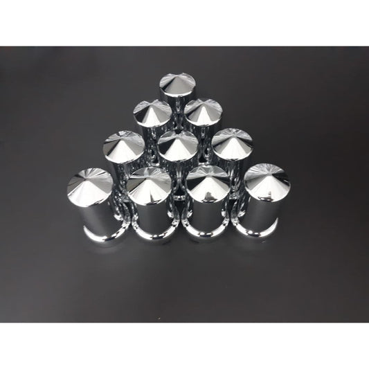 Fortpro 33mm x 3 3/16" Chrome Pointed Cylinder Push-On Nuts Covers - 10 Pack | F247611