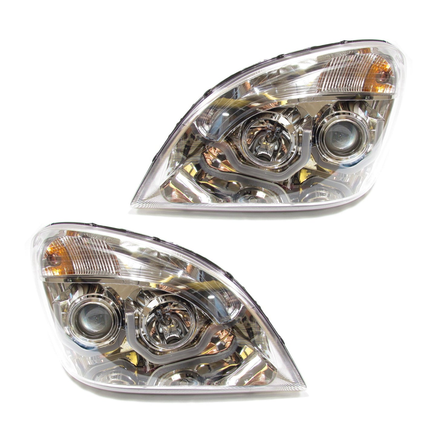 Chrome Housing Projector Headlights for Freightliner Cascadia