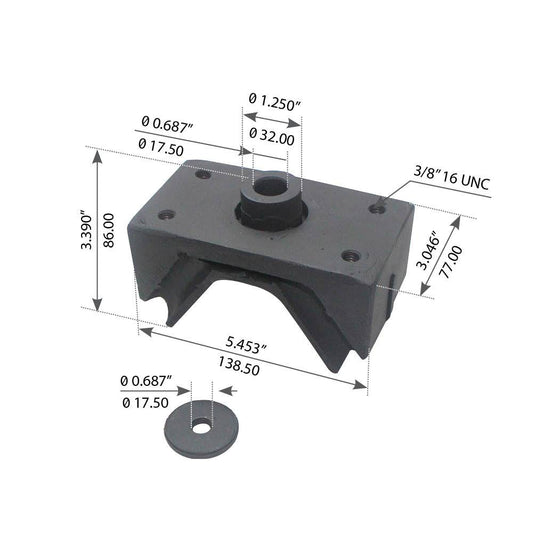 Fortpro Rear Motor Mount Compatible with International-Navistar / IHC 6 CYL 360/408/466 Series Trucks Replaces 1664728C1, 1664728C2 | F306938
