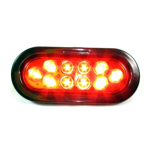 6" Oval Red LED Light w/10 LEDs - 24 Volts for Marker/Tail/Stop/Turn Light