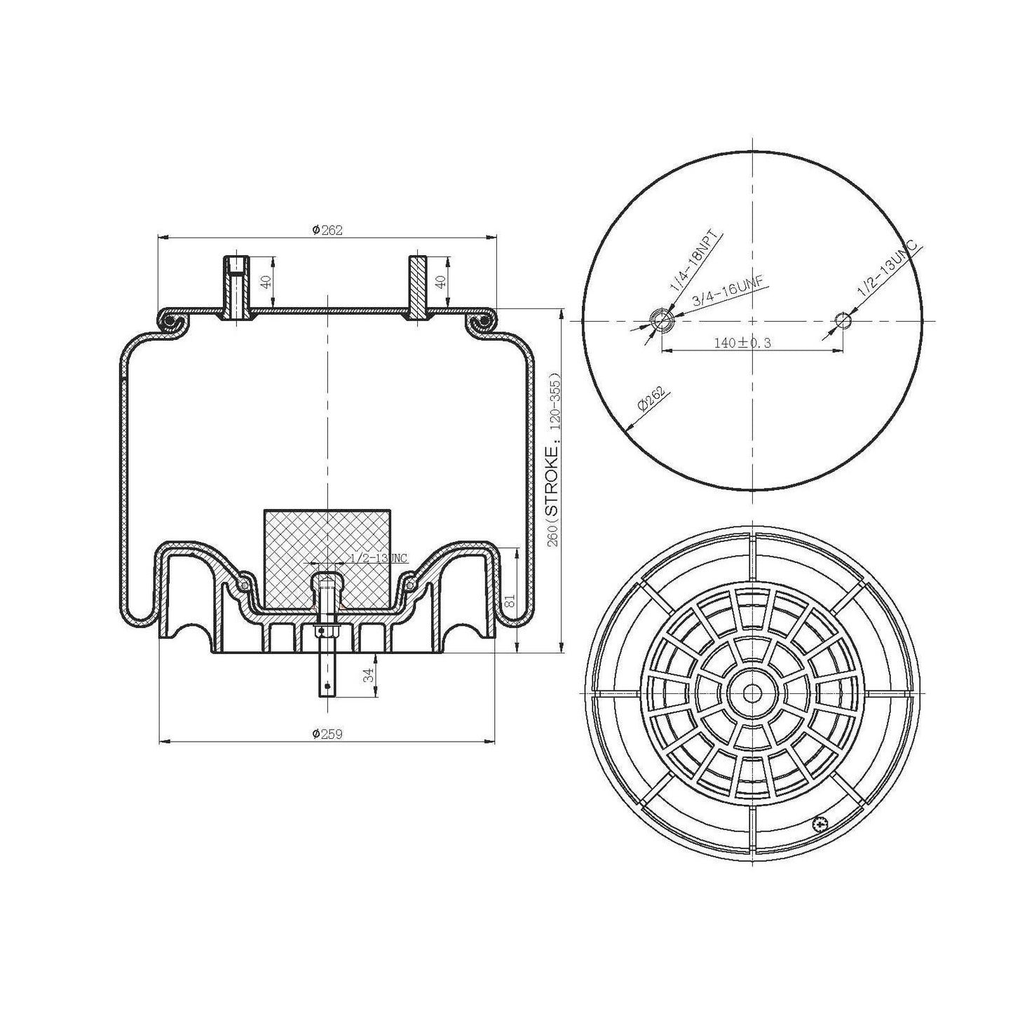 Fortpro Air Spring Replaces 8729, 1R13-130, 202796 | F245593