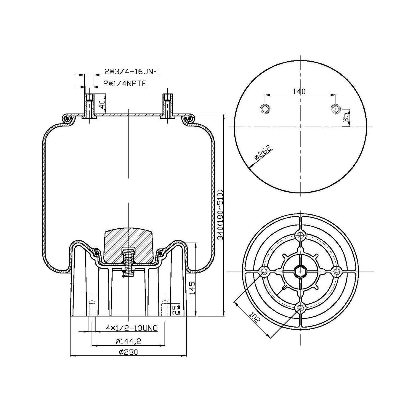 Fortpro Air Spring Replaces 8755, 1R13-124 | F245592