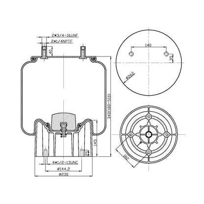 Fortpro Air Spring Replaces 8755, 1R13-124 | F245592