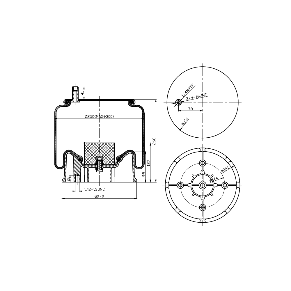 Fortpro Air Spring Replaces 9270, 1R13-119 | F245586