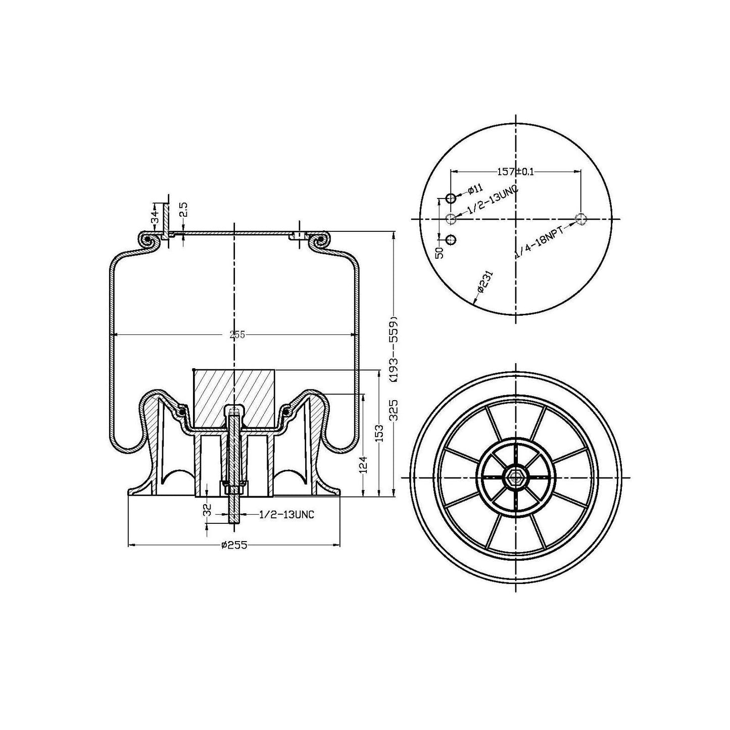 Fortpro Air Spring Replaces 9375,1R12-404 for Mack Trucks | F245581