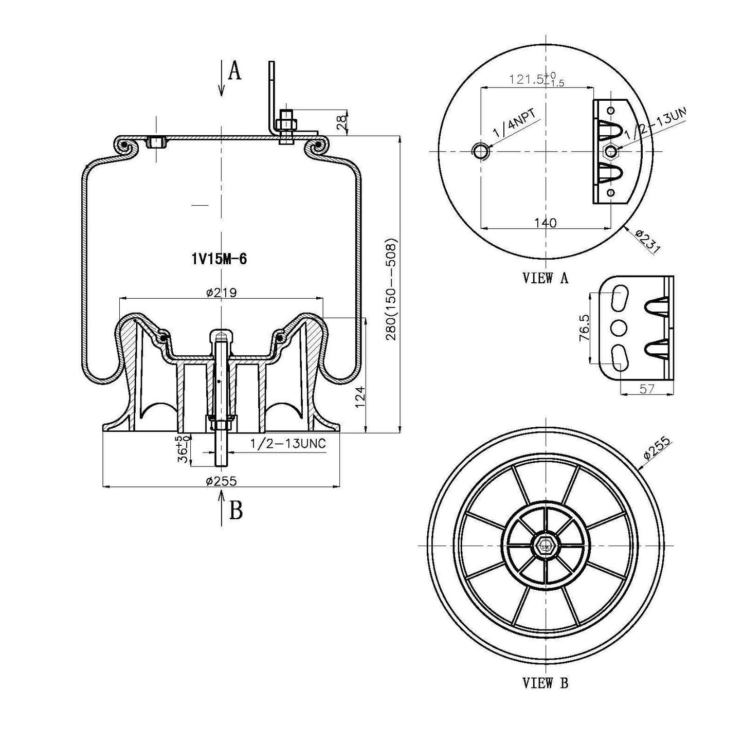 Fortpro Air Spring Replaces 8829, 1R12-615 | F245597