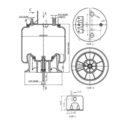 Fortpro Air Spring Replaces 9875, 1R12-432 | F245580